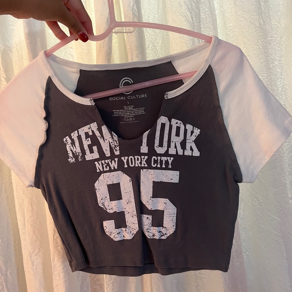 Gray and White Women's Crop Top